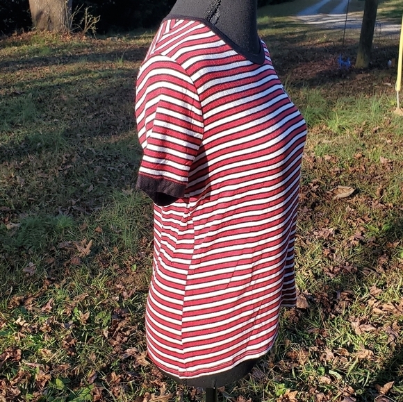 NWT Red & white striped short sleeve tee with black trim & cherries NEW small - Picture 4 of 6